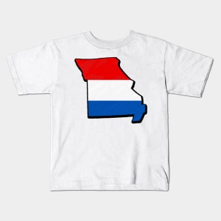 Red, White, and Blue Missouri Outline Kids T-Shirt